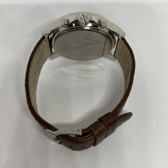 Armani Exchange AR-2501 Men's Brown Leather Analog Blue Dial Quartz Watch JK230 - Picture 11 of 12